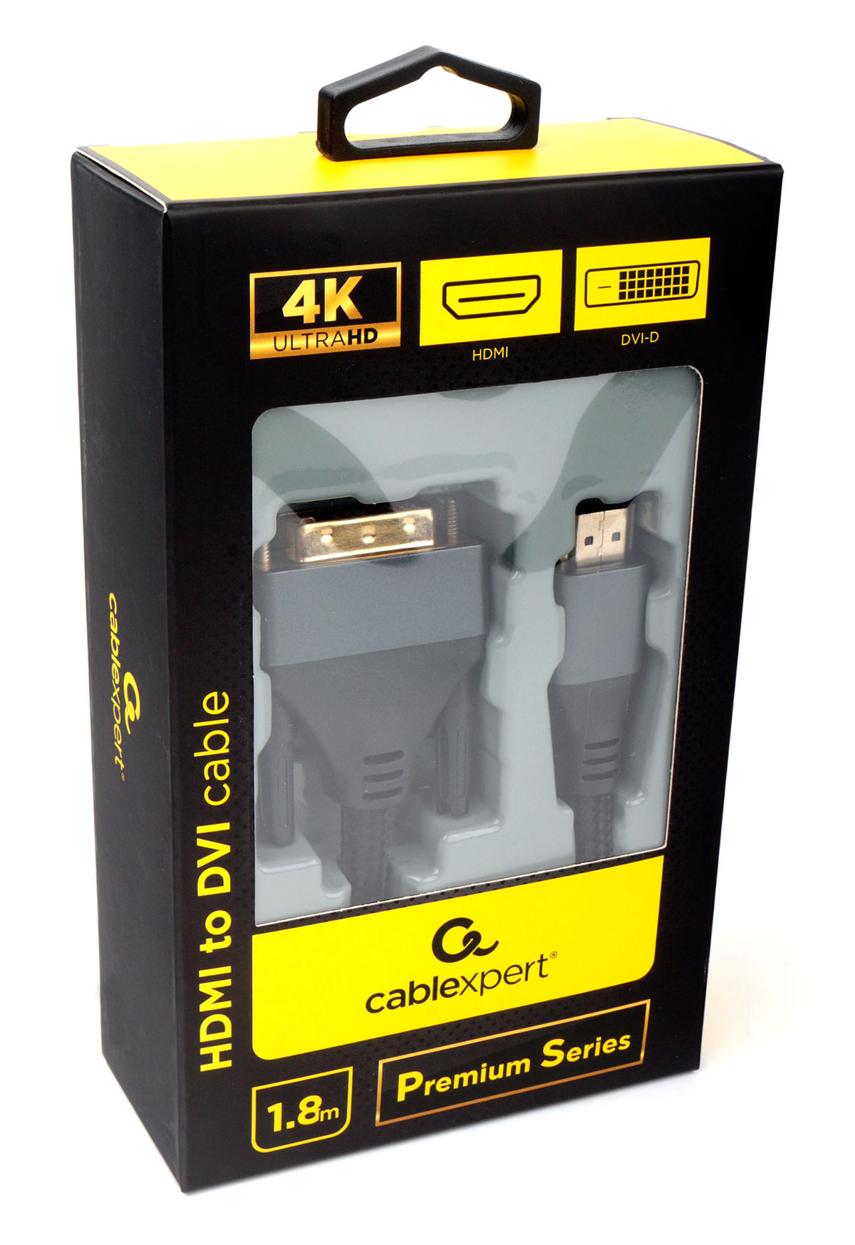 Шнур HDMI шт - DVI шт 1,8 м поддержка 4К (30Гц) оплётка нейлон