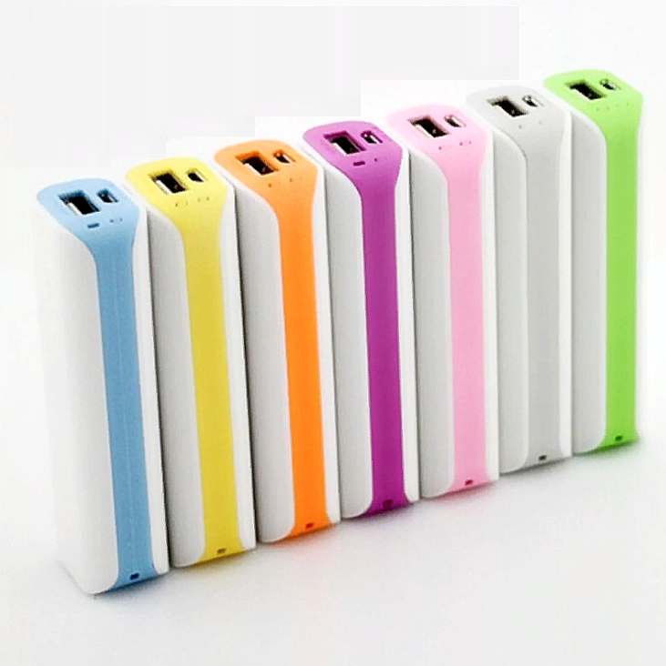 98841 корпус Power Bank для 1-го аккум. 18650 белый с цветной полосой 95х24х22