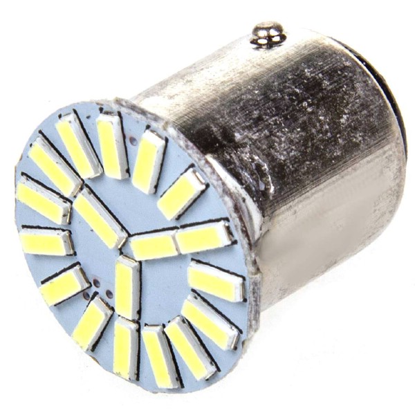 Лампа светодиодная S25 (P21/5W) 12V 18 SMD диодов BAY15d 2-конт Белая SKYWAY 