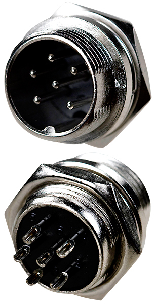 Разъем MIC16 6P штекер металл на корпус 1-562-6