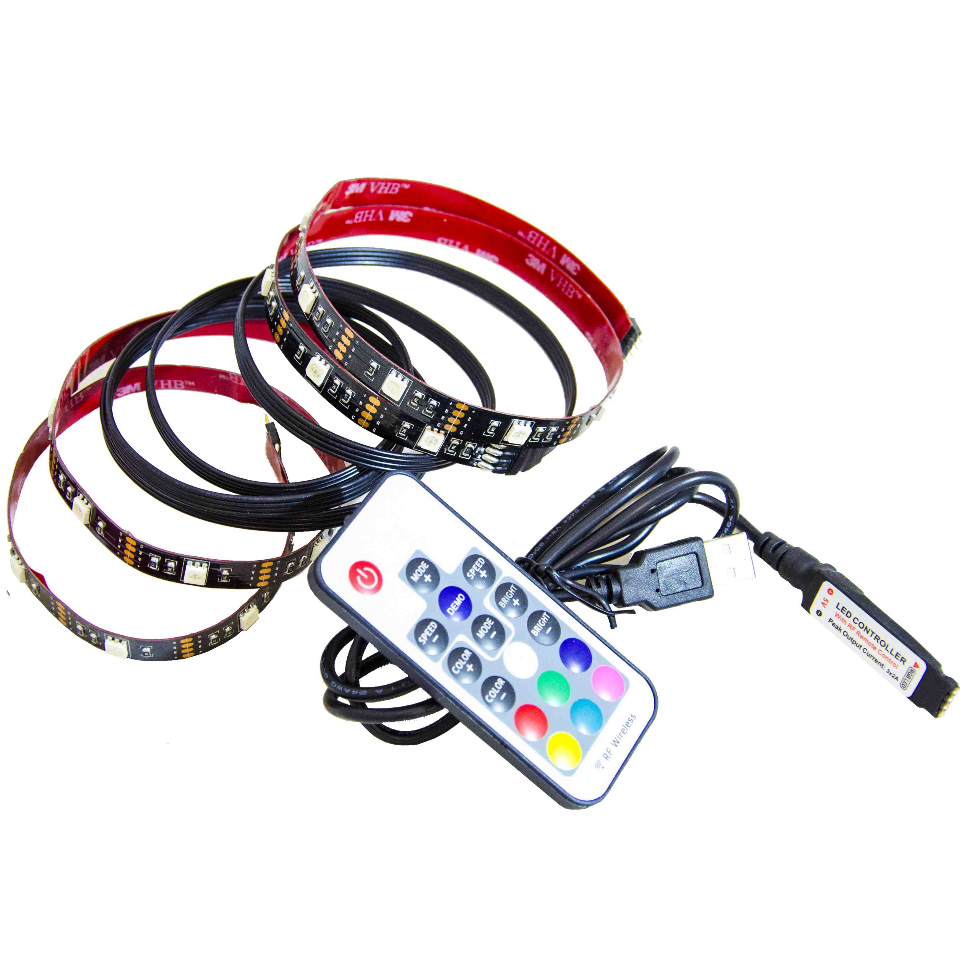 ТВ подсветка RGB с USB коннектором 5В 7,2Вт/м 2*0.5 метра IP20 10-70