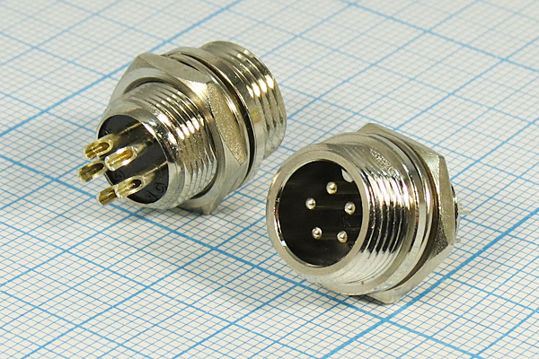 Разъем MIC12 5P штекер металл на корпус