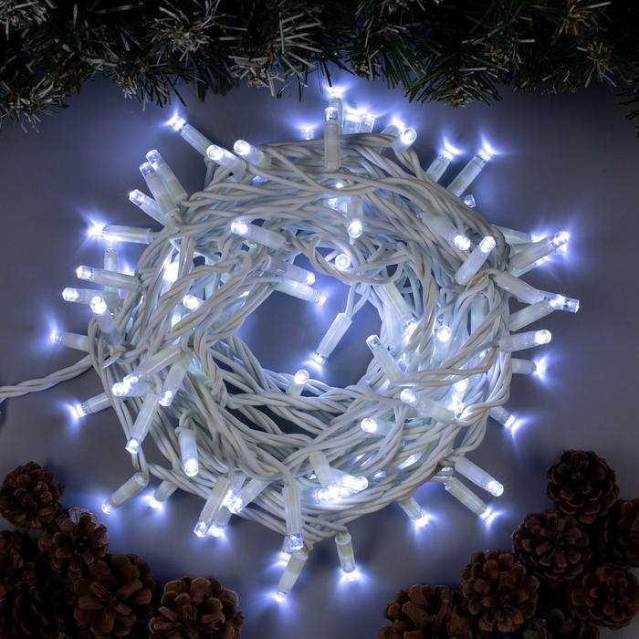 Гирлянда "Нить" 10 м IP65, УМС, белая нить, 100 LED, свечение белое 3584096/9891179