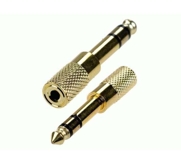 Переходник 6,3 Стерео(шт) - 3,5 Стерео(гн) металл позолоченный 2-125G