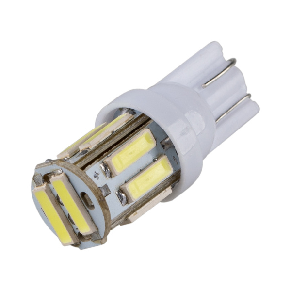 Лампа светодиодная T10 (W5W) 12V 10SMD диодов без цоколя 1-конт Белая SKYWAY 101667