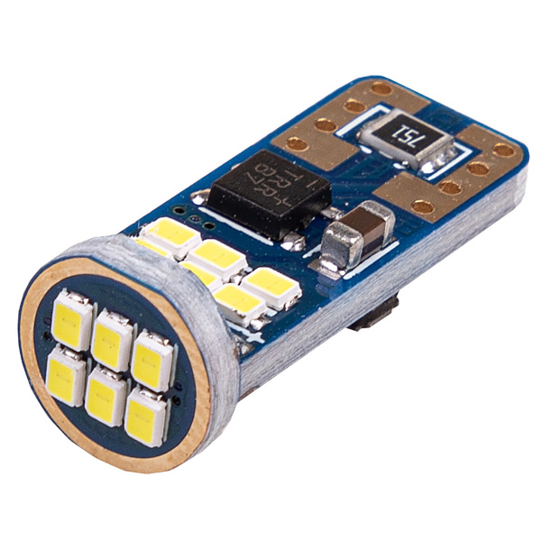 Лампа светодиодная T10 (W5W) 12-24V 18 SMD диодов 1-конт с обманкой Белая SKYWAY 236866