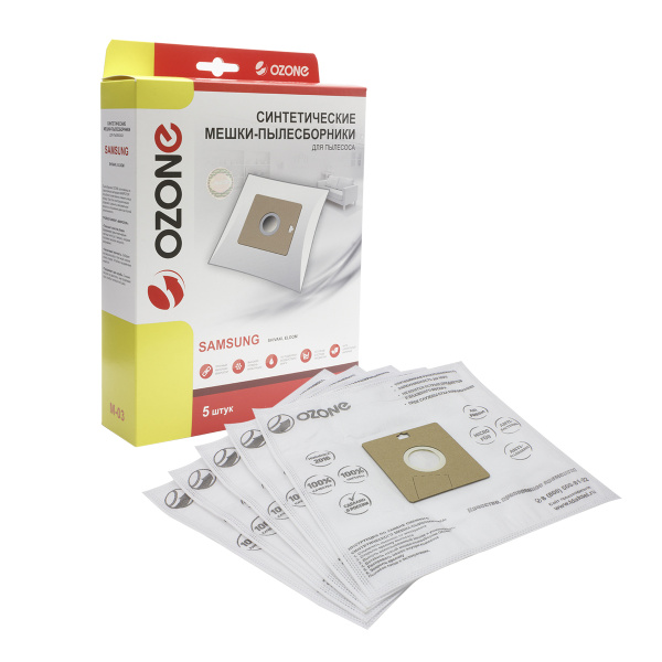 Мешки-пылесборники Ozone синтетические 5 шт + микрофильтр для SAMSUNG арт. М-03