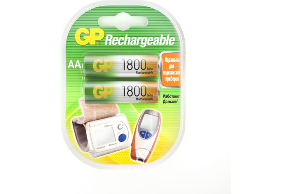 Аккумулятор GP 1800mAh АА Ni-MH 180AAHC BL2