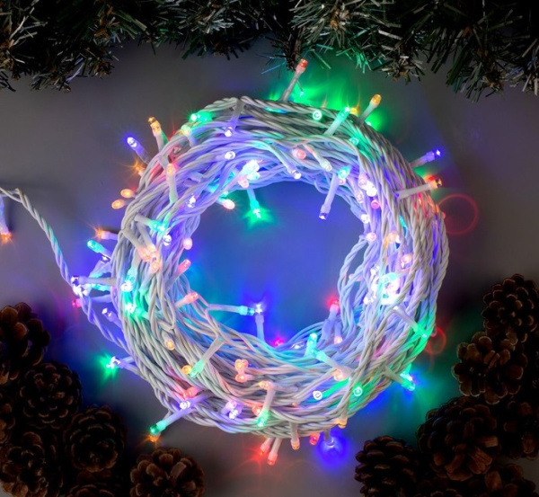 Гирлянда "Нить" 20 м IP44, белая нить, 200 LED, цвет МУЛЬТИ 3584143