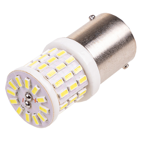 Лампа светодиодная S25 (P21W) 12-24V 57SMD BA15s 1-конт Белая SKYWAY 236842