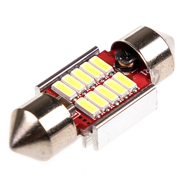 Лампа светодиодная T11(C5W) 12V 10 SMD диодов 1-конт 31мм обманка Белая SKYWAY 185774