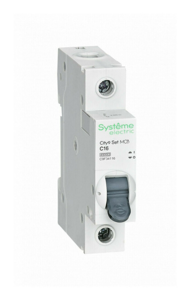 Автоматический выключатель Systeme Electric 1п C 16А 4.5kA City9 Set (C9F34116)